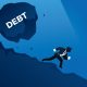 Avoiding High Risk Debt Snowball Effect Creative Businessman Illustration Concept